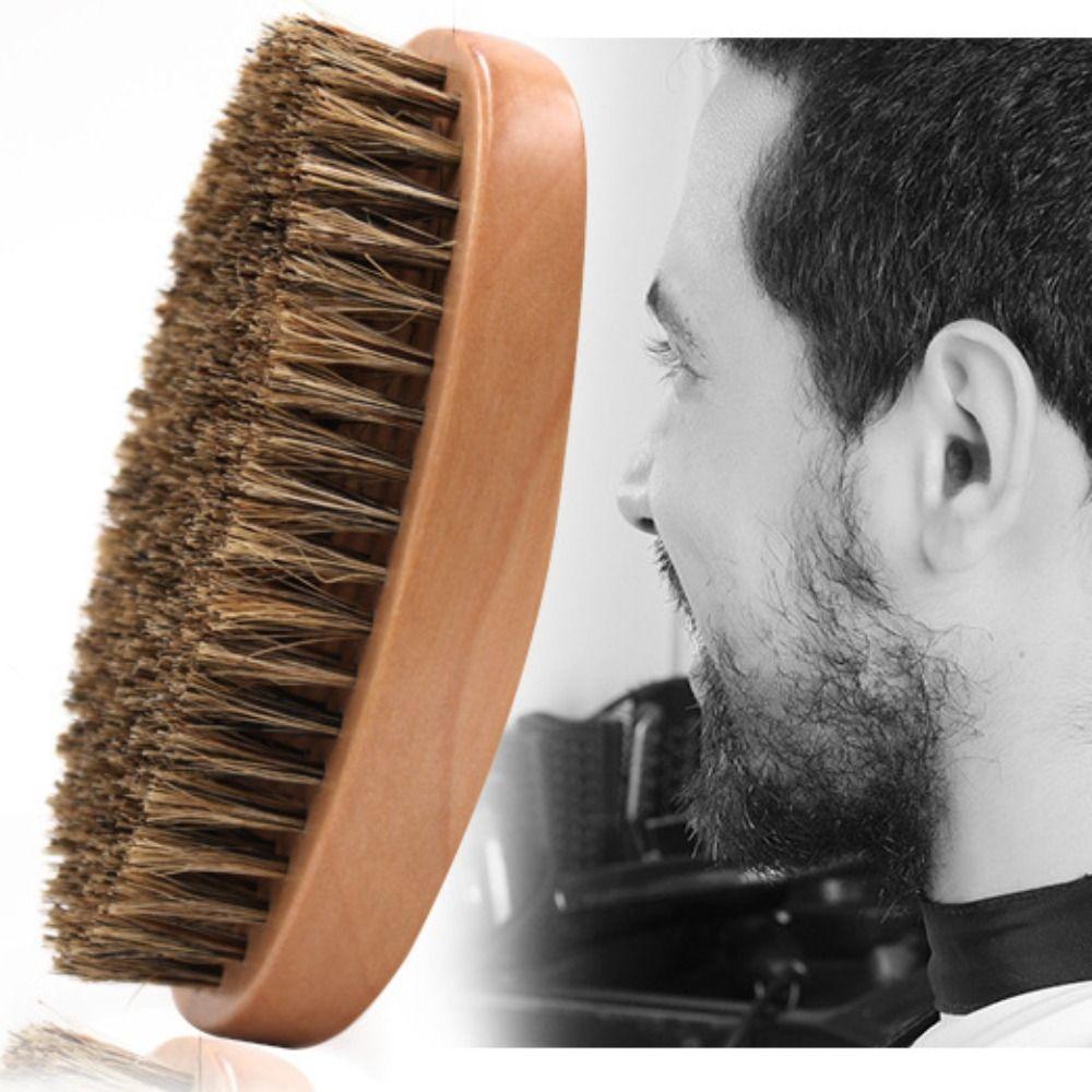 Professional Men's Shaving Brush Wood Mustache Brush Face Massage Boar Bristle Beard Brush Salon
