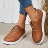 Fashion New Spring and Autumn Leather Women Shoes Solid Color Round Head Front Lace Up Comfortable Women's Casual Sneakers Size 36-42