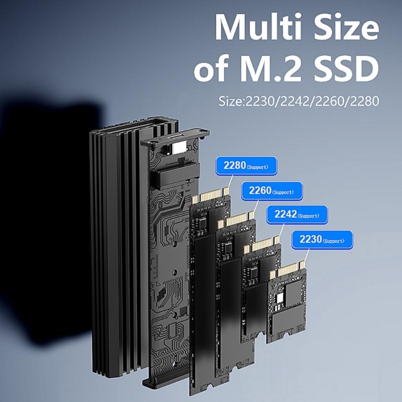 Алюминиевый корпус M.2 NVMe USB3.2 Скорость передачи 20 Гбит/с Отвод тепла Простая установка для 2230 2242 2260 2280