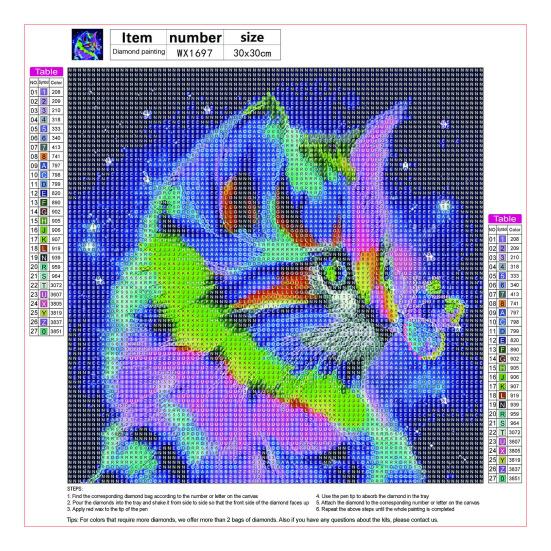 1 Set Diamond Painting Kit Cute Cat Pattern Stress Relief Confidence Boost Relaxation Activity DIY Diamond