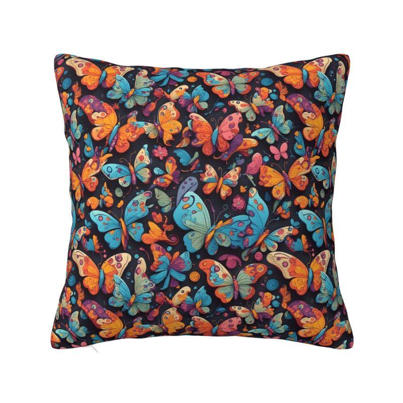 Custom Funny Colourful Butterfly Printed Cushion Cover xcm Velvet Modern Pillow Cases Living Room Decoration