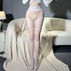 Жемчужные кружевные шелковые чулки с открытой промежностью и светящимся дизайном против сползания для женщин