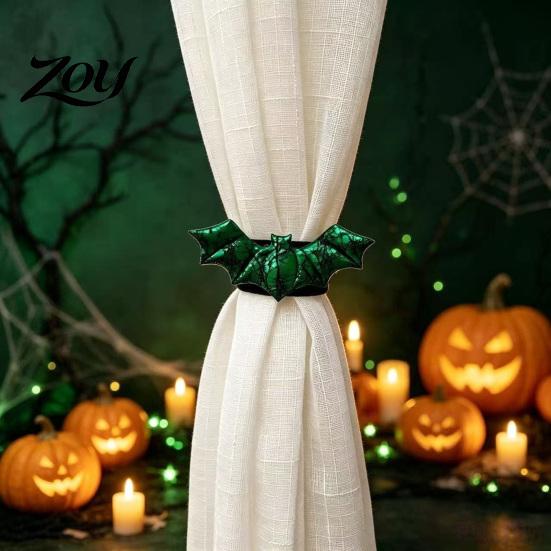 Holiday Showcase Hanging Props Halloween Bat Curtain Tieback, Glossy Window Drapes Holder, Gothic Tiebacks Drapery Holdback for Home Theme Party