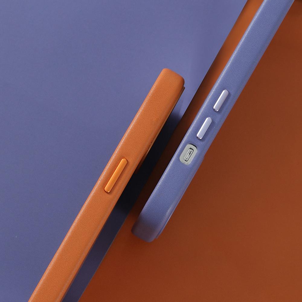 Nappa Grain Leather Case For Iphone 14 13 12 Pro Max 14 Plus Four Sides All -Inclusive Microfiber Lining Phone Cover