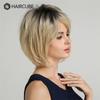 Short Layered Blonde Wig Straight Bob Synthetic Blend  Hair Wigs with Bangs for Women Daily/Cosplay Use Heat Resistant Hair