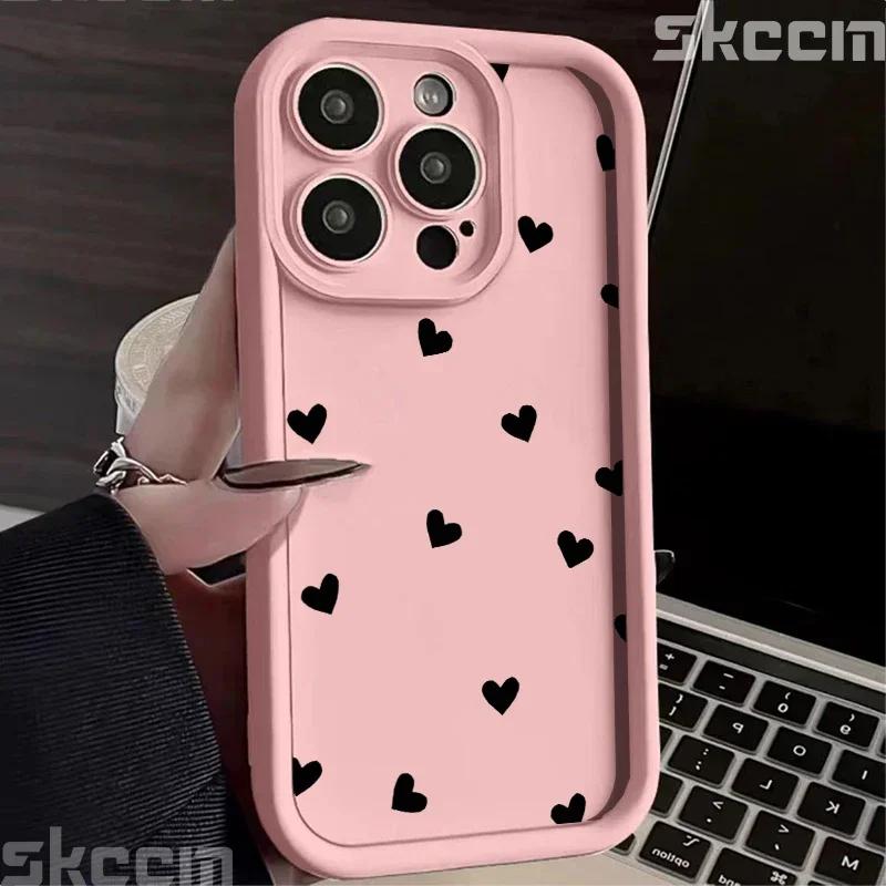 Чехол для телефона iPhone 16 15 13 14 Pro Max 11 12 13 7 8 16 Plus XR X XS Max SE2022 С принтом 'Сердце' Матовый Мягкий Ударопрочный Чехол