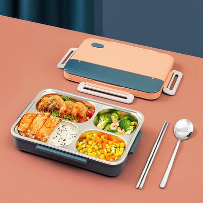 MeyJig Lunch Box из нержавеющей стали, герметичный, портативный контейнер для еды Bento Box с 4 сетками, 930 мл