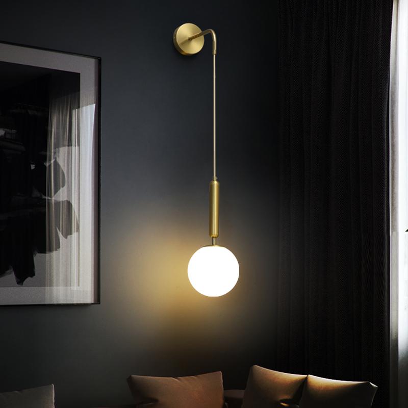 Светодиодный стеклянный настенный светильник Nordic, прикроватный светильник для спальни, декоративная лампа для гостиной, современная лампа для отеля, креативный роскошный настенный светильник, золото