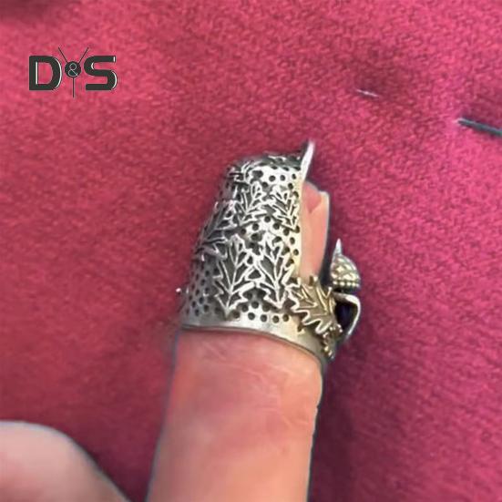 Open Nail Thimble for Hand Sewing Quilting Vintage Metal Thimble Wraparound Design Finger Protector for Knitting Needlework DIY Tools