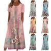 Women's Casual Dresses Printed Dresses Summer Dresses Printed Pleated Round Neck Midi Dresses Basic Classic Outdoor Daily Short Sleeve Loose Dresses