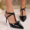 Модные босоножки на высоком каблуке с острым носком женские 2025 лето новая обувь на шпильке сексуальные туфли-лодочки с открытой пяткой