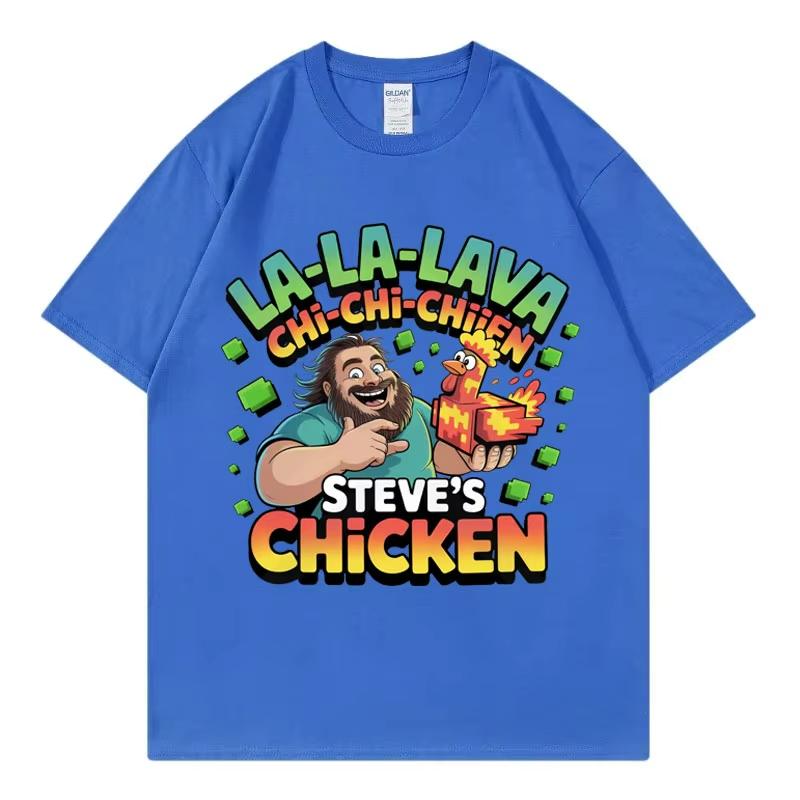 Steve's Lava Chicken Graphic T Shirts Men Women Casual Loose Short Sleeve T-shirt Harajuku Cartoon Oversized T-shirts Streetwear