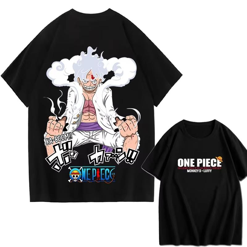 2026 новая хлопковая футболка с принтом Манки Д. Луффи из One Piece, свободная, с короткими рукавами, для летней моды Хлопок