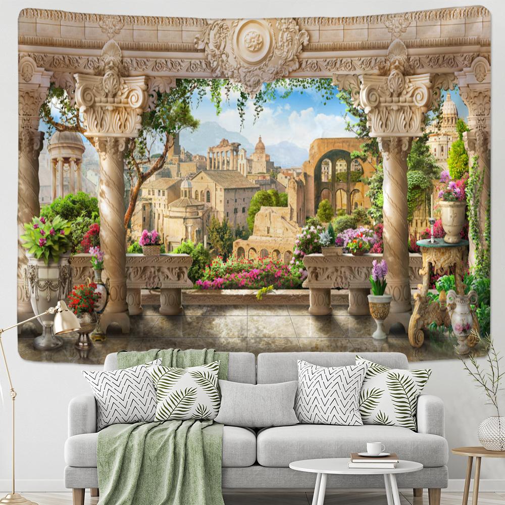 Садовый Пейзаж Гобелен Настенный Гобелен Натуральный Богемный Хиппи Волшебство TAPIZ Психоделический Домашний Декор