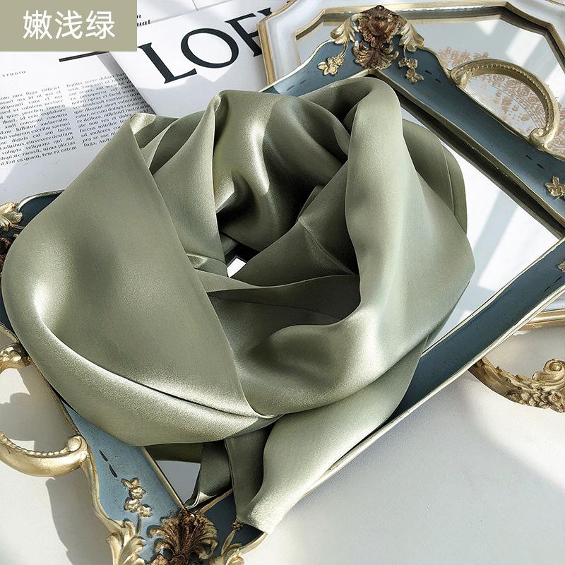 Two In Hand! Hangzhou Silk Solid Color Mulberry Silk Scarf Double-Layer Double-Sided Thin And Narrow Long Streamer Scarf Decorative Scarf
