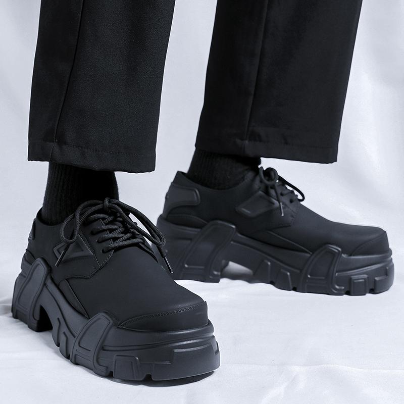 Модные мужские туфли с круглым носком, минималистичный модный и универсальный стиль, высококачественные мужские туфли на толстой подошве для вечеринок на открытом воздухе и повседневных прогулок