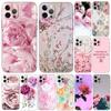 Чехол для телефона Pink Flower Peony для iPhone 5 5s 2020se 6 6s 7 8 plus x 10 XR XS 11 12 13 mini pro MAX черная задняя крышка из ТПУ