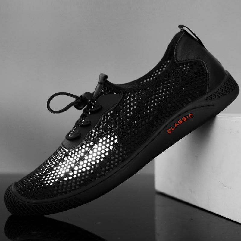 Модная мужская повседневная обувь, черные легкие кроссовки, летние мужские туфли для активного отдыха, классические дышащие мягкие прогулочные туфли, мужские мокасины