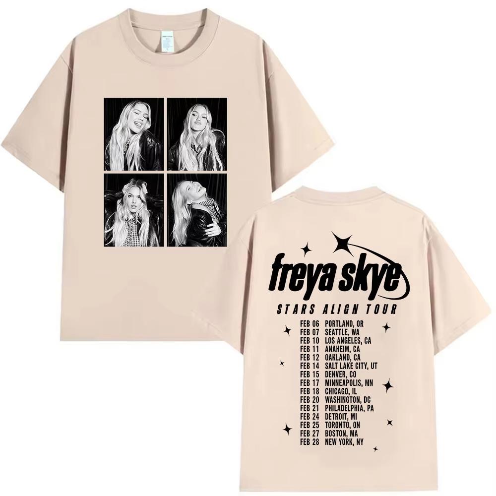 Singer Freya Skye Cotton Unisexs Shirt Summer Oversized Stars Align Tour Album Graphics Womens Yk Hip Hop Streetwear Tshirt