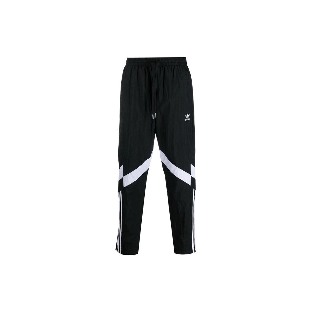 adidas Originals Trefoil FW22, прямые спортивные брюки с принтом логотипа в полоску и завязками, мужские брюки черного цвета HK7325