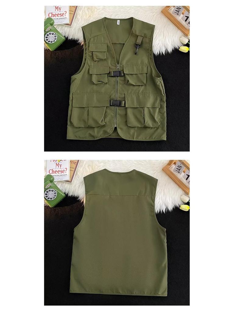 Мужской рабочий жилет с множеством карманов 2023: Нишевый дизайн, уличный хип-хоп стиль, куртка без рукавов