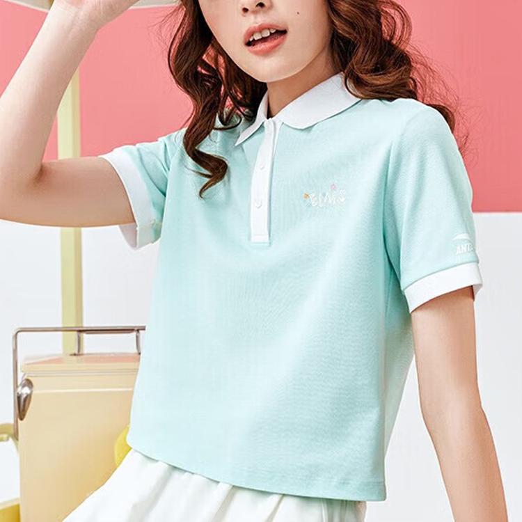 Anta X Sesame Street Color Block Logo Letter Polo Shirt Women Polo Shirts Light-Pink-Blue 162328136-3