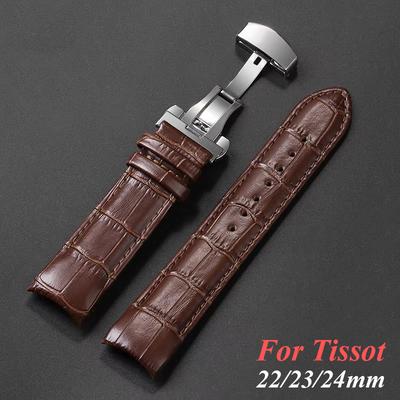 Кожаный ремешок для часов из телячьей кожи для Tissot T035 627/407/617 Браслет с бабочкой Изогнутый конец Деловая лента 22 мм 23 мм 24 мм