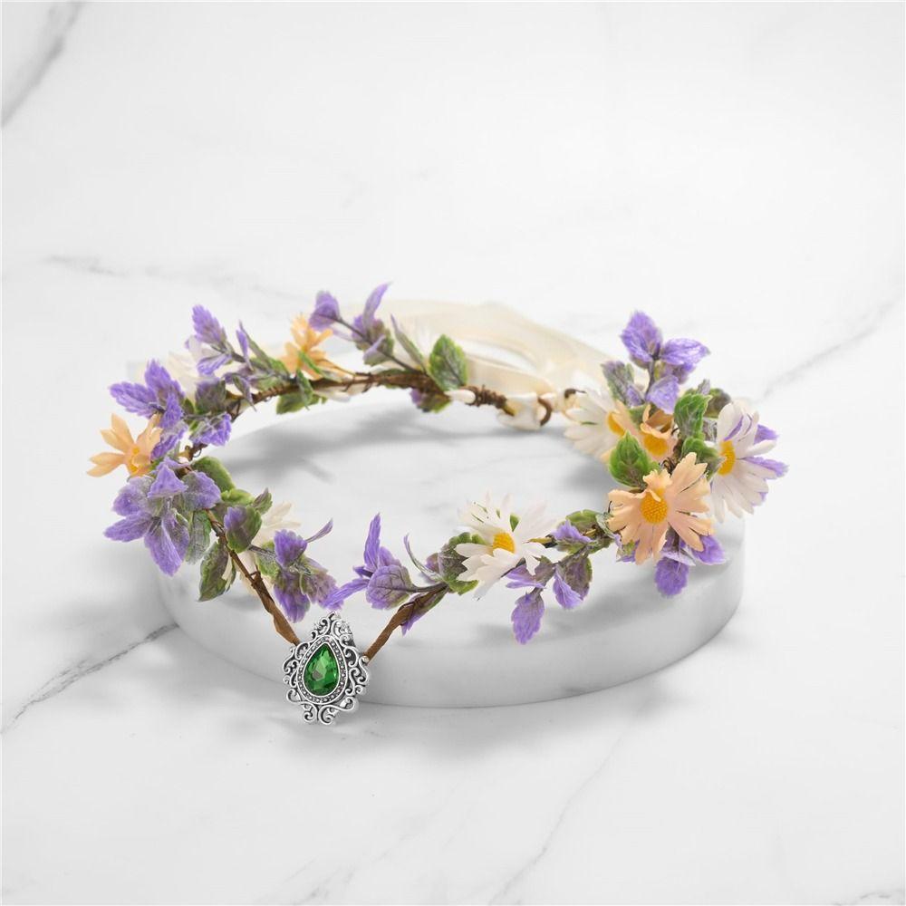 Косплей Фея Цветочная Корона Листьев Костюм на Хеллоуин Эльфийская Принцесса Тиара Лесная Цветочная Повязка На Голову