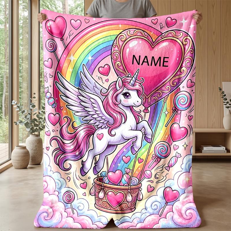 Magical Unicorn Among Flowers Theme blanket Lightweight Warm Flannel Blanket Decorative Throw Blanket for Home Decoration