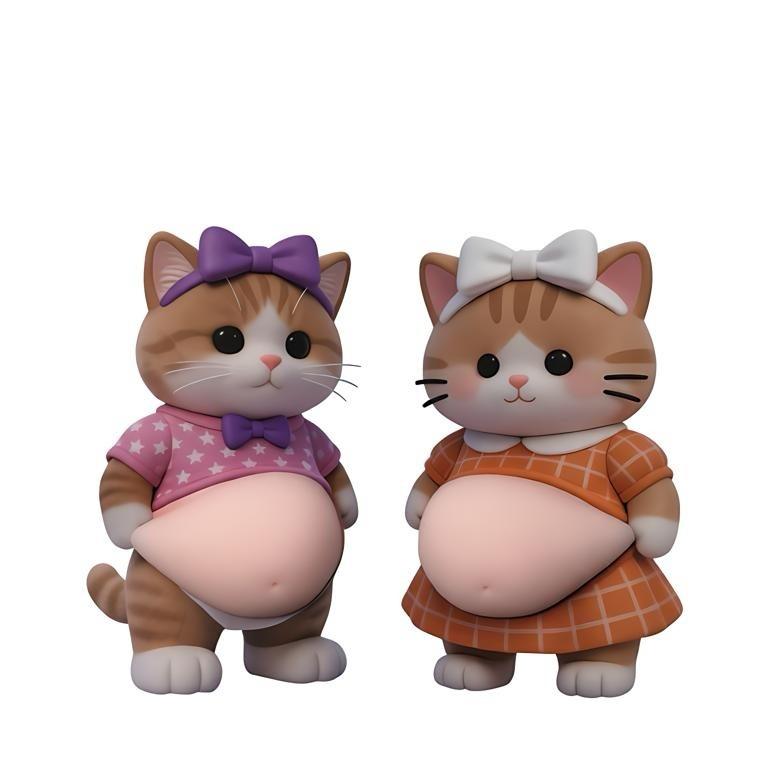 3D Cat Belly Kneading Music Cartoon Cat Shiba Inu Anti-Collision Sticker Japanese And Korean Car Body Refrigerator Sticker