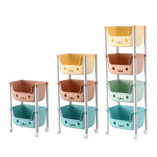 2/3/4 Tier Rolling Cart with Wheels Multifunctional Utility Organizer Cart Kitchen Bathroom Living Room Office Toys Snacks Storage Rack