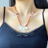 Beaded Shell Flower Necklace Ocean Style Ocean Style Neck Chain Stone Pendant Necklace  Beach
