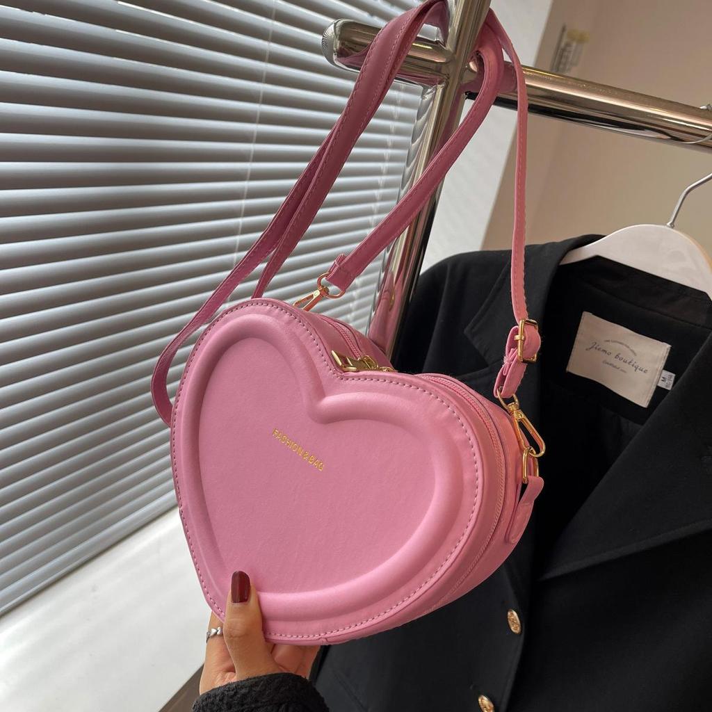Fashion Heart Shape Crossbody Bags For Women New Solid Color Pu Leather Shoulder Bag Casual Ladies Handbags Designer Bags