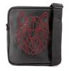Textured Faux Leather Satchel with Red Wolf Embroidery Safiano 22x25x2cm Men