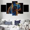 5 Pieces Canvas Wall Arts Poster Painting Animals Black Panther AI Art Wallpaper Home Decor Picture Print For Interior Artwork No Frame