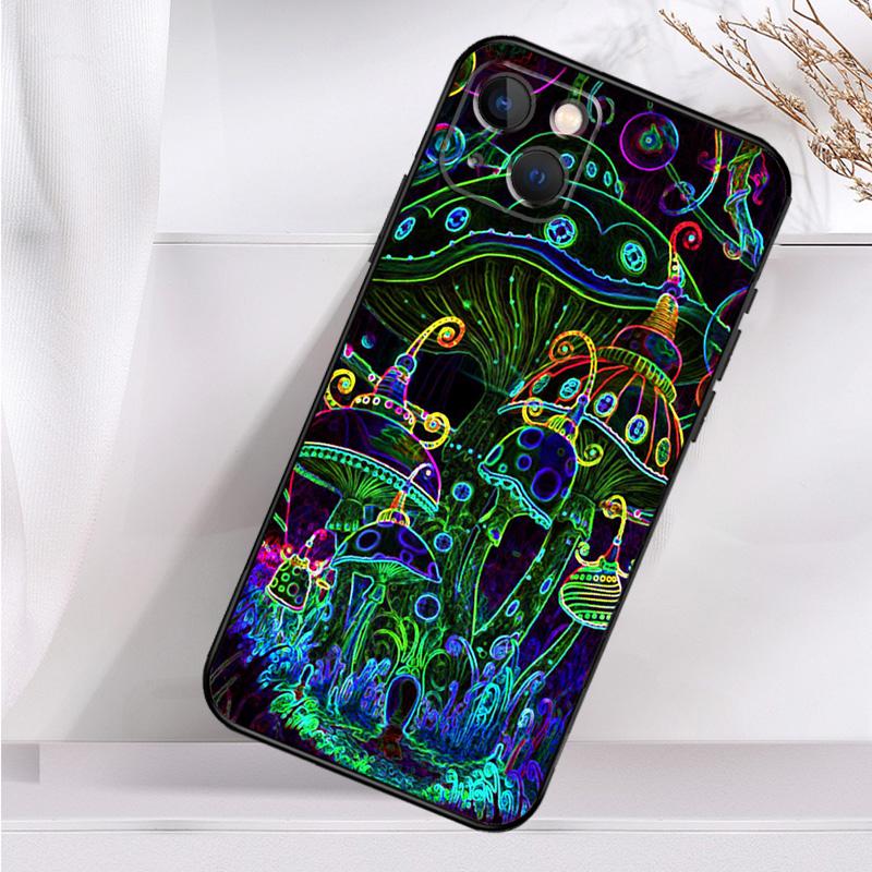 Psychedelic Mushrooms Florals Case For iPhone 14 16 15 Pro Max 11 12 13 Mini 7 8 Plus X XR XS MAX Soft Shockproof Cover