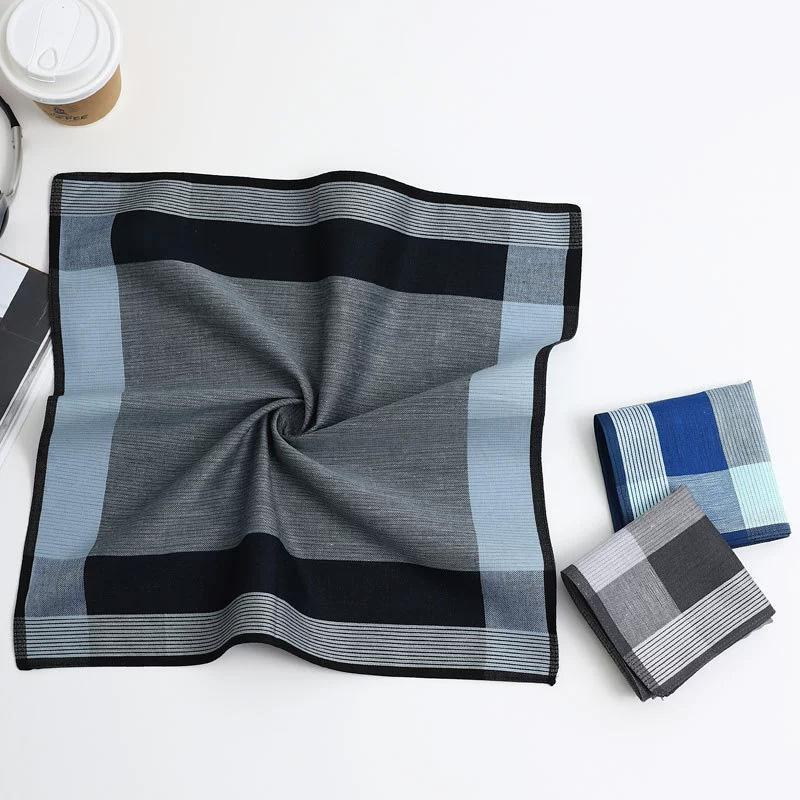 3 шт. Хлопок 43x43 см Элегантные мужские носовые платки для вытирания пота Свадебные принадлежности Пряжа-окрашенная клетка Не линяют Квадратные носовые платки