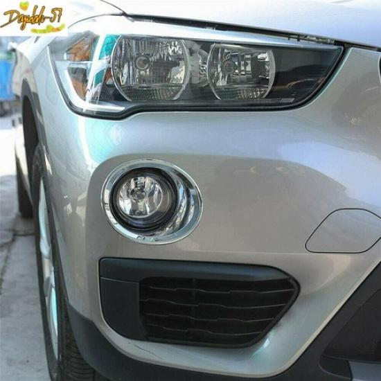 Fit For BMW X1 F48 2016- Chrome ABS Exterior Front Fog Light Lamp Cover Trim
