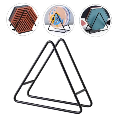 SHOWERORO Iron Coaster Holder, Coaster Holder without Coasters, Coffee Mat Stand, Tabletop Coaster Rack, Coaster Caddy, Triangular Plate Stand, Coaste