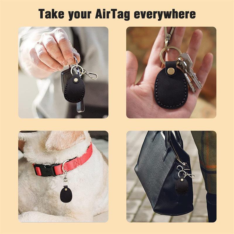 Keyring For Protective Case Retro High Quality Leather Keychain For Anti-Lost Tracker Locator Device Accessories