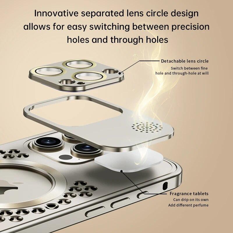 Металлический чехол для телефона с рассеиванием тепла для IPhone 14 Pro 15 Pro Max 14 15 Plus Magsafe, чехол для беспроводной зарядки, пленка для объектива, противоударный защитный чехол