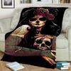 Horror Female Skull Dead Girl Gothic Blanket,Soft Throw Blanket for Home Bedroom Bed Sofa Picnic Travel Office Cover Blanket Kid