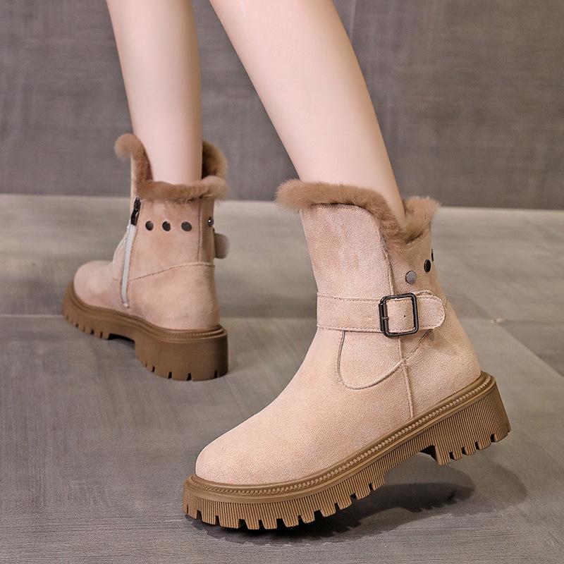 Женские зимние новые бархатные женские сапоги, теплые утолщенные хлопковые туфли, женские короткие сапоги