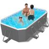 NAKUJI [Newly Improved Steel Frame, Non-Inflatable] Large Folding Vinyl Pool for Kids and Home Use, No Assembly Required, Easy Storage, Abrasion