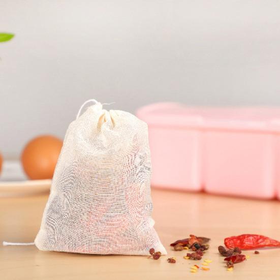 10/20 шт. многоразовых мешочков для специй с завязкой, мешочки из натуральной хлопковой ткани для фильтрования чая, трав, супа, многоразовые чайные пакетики, прочные мешочки из марли