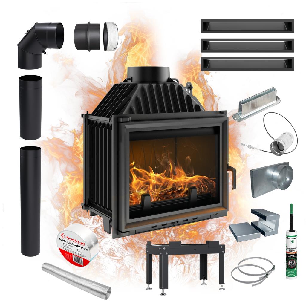 Воздушная каминная вставка KRATKI MAJA 8 кВт Ø 200 Экодизайн Чугун SET