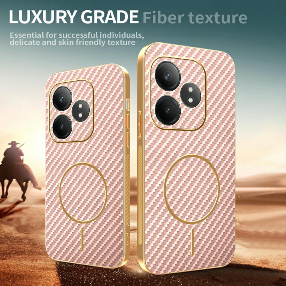 Phone Case For Realme GT Neo6 SE 5G/GT Neo6 5G/GT 6T 5G/GT 6 5G Carbon Fiber Textured Electroplated TPU Back Cover
