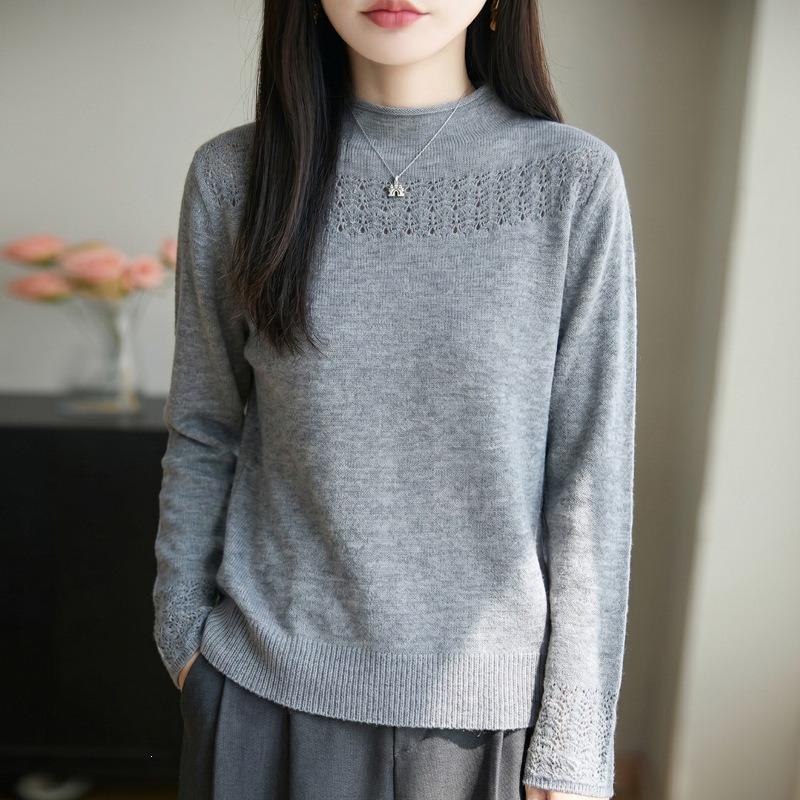 Women S Seamless Half High Neck Loose Long Sleeve Knit Sweater