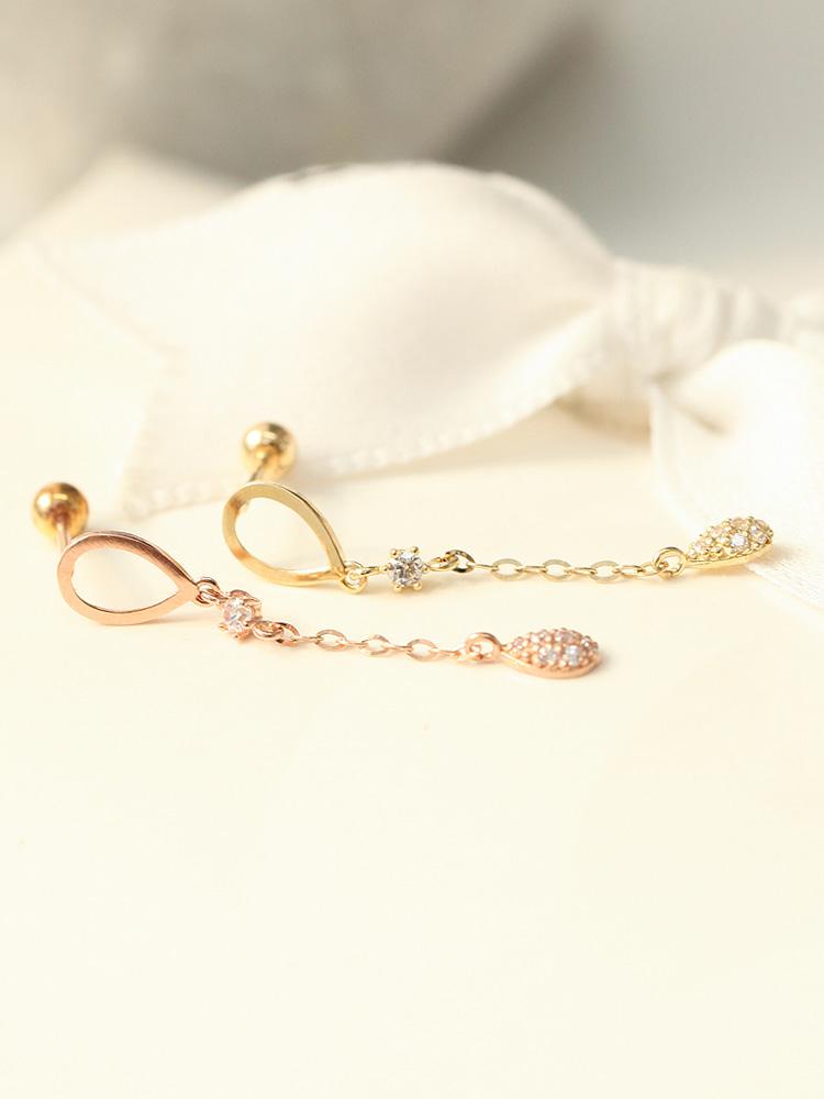 Минималистичные Пирсинг-Серьги 14K Капля Кубический Цирконий
