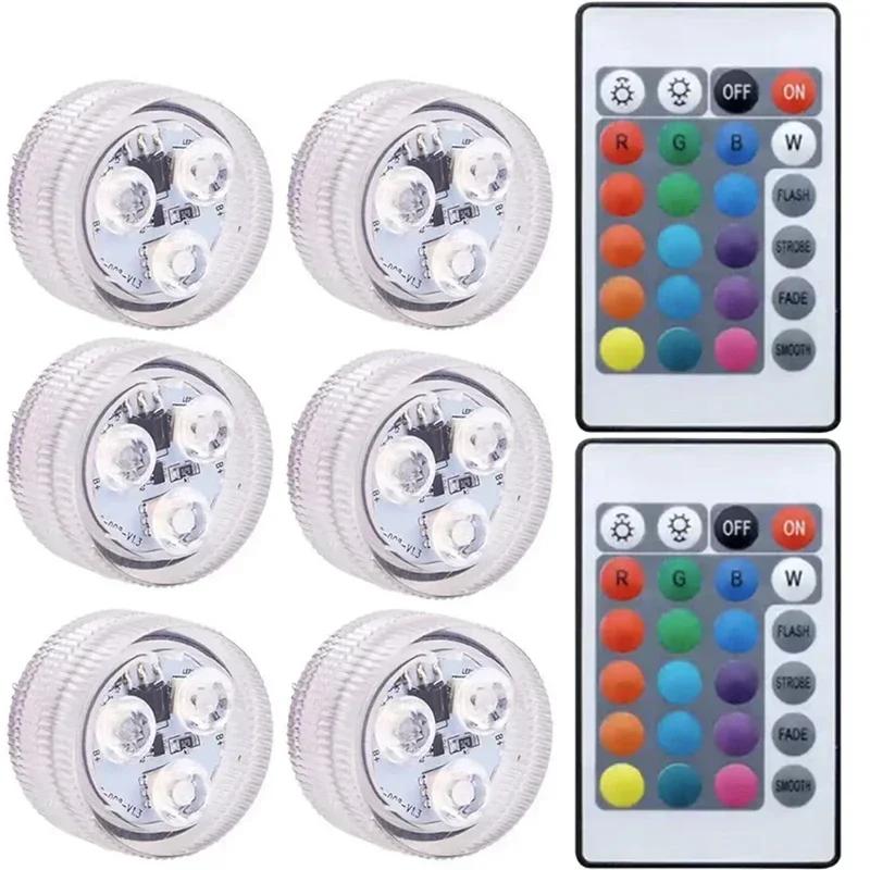 Водонепроницаемая подводная подсветка, Погружные светодиодные светильники, с пультом дистанционного управления, Лампа для ванны 16 цветов, Меняющие цвет, Душевые светильники